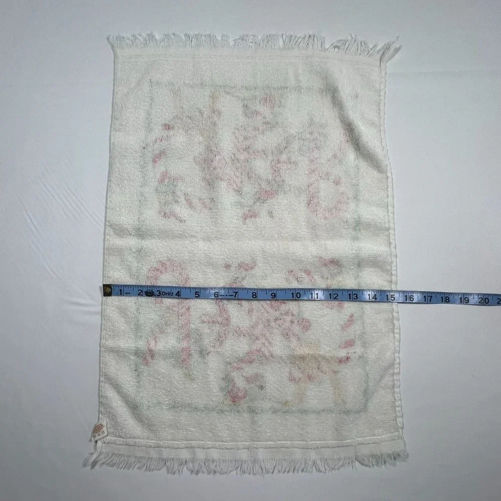 Cannon Christmas Towel 15 x 24 Candy Cane Cheer Elves‎ and Holly Vintage